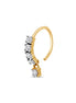 Shimmering Four-Stone Curved Nose Hoop with Dangle Drop