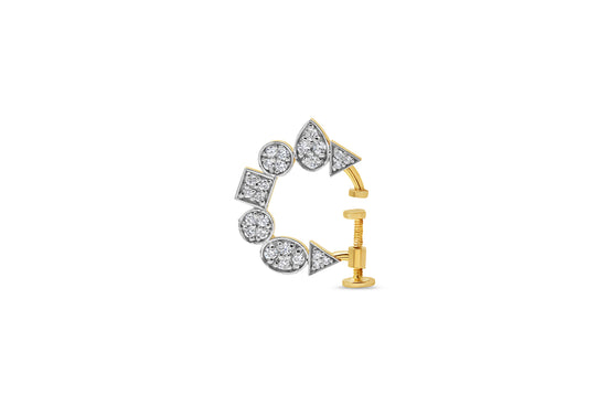 Geometric Cluster Diamond Bali Nose Ring (Screw Lock / Sania Style)