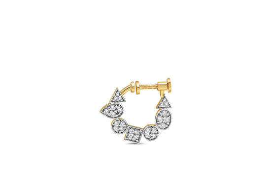 Geometric Cluster Diamond Bali Nose Ring (Screw Lock / Sania Style)