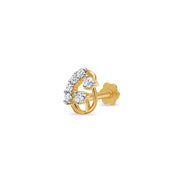 Classical Curved Floral Diamond Nose Stud (Two-Tone Gold)
