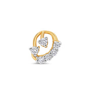 Classical Curved Floral Diamond Nose Stud (Two-Tone Gold)