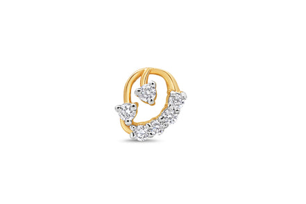 Classical Curved Floral Diamond Nose Stud (Two-Tone Gold)