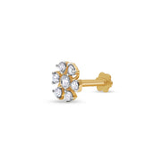 Classical Floral Seven-Stone Diamond Nose Stud (Screw Back)