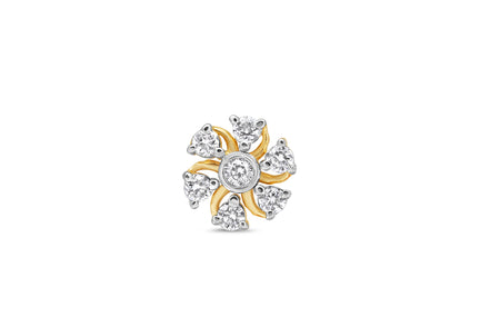Classical Floral Seven-Stone Diamond Nose Stud (Screw Back)