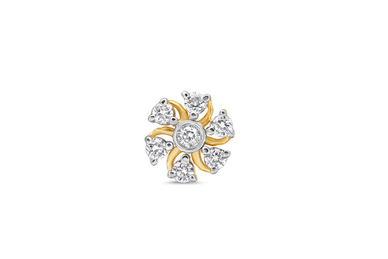 Classical Floral Seven-Stone Diamond Nose Stud (Screw Back)