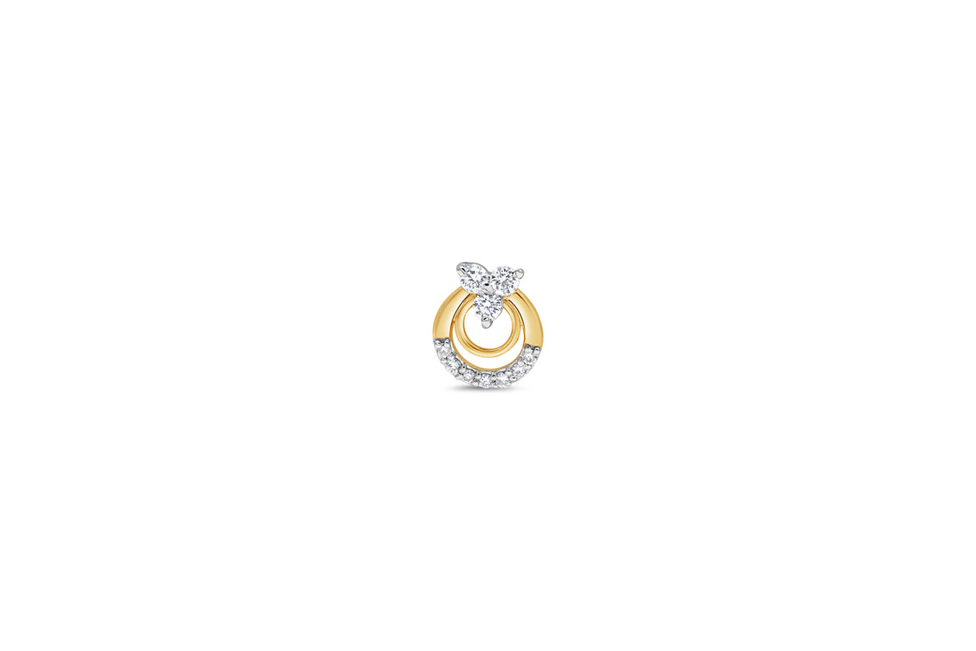 Circular Diamond Gold Nose Pin (Nath / Stud)
