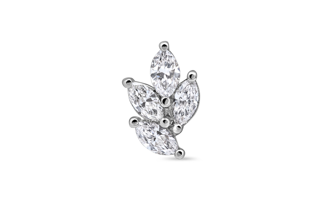 Marquise Cut Diamond Leaf Cluster Stud Earring / Nose Pin
