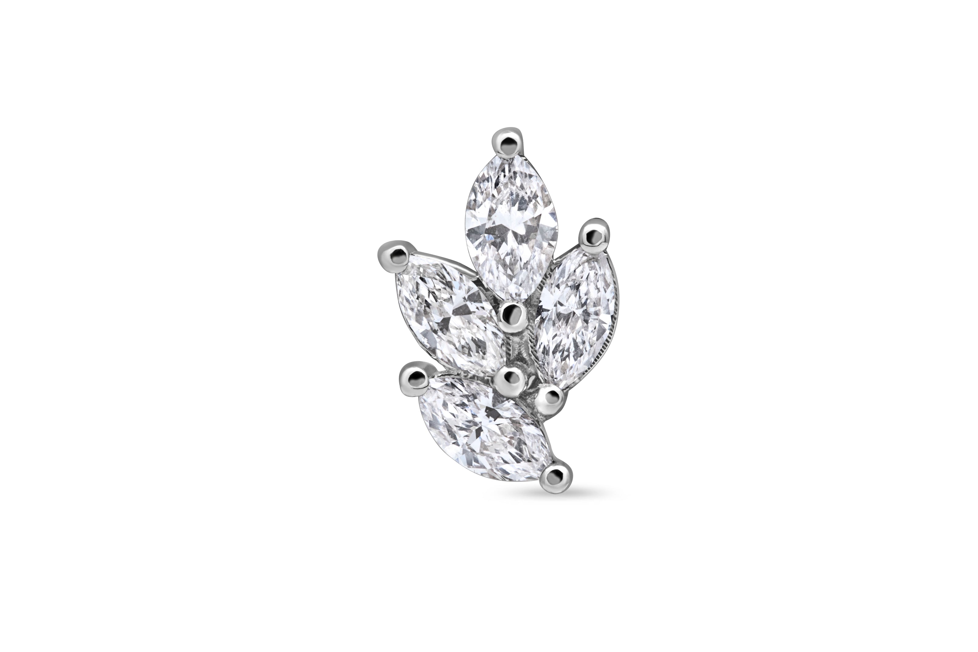 Marquise Cut Diamond Leaf Cluster Stud Earring / Nose Pin