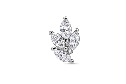 Marquise Cut Diamond Leaf Cluster Stud Earring / Nose Pin
