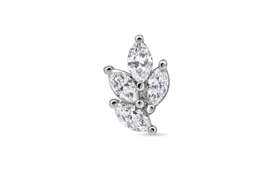 Marquise Cut Diamond Leaf Cluster Stud Earring / Nose Pin