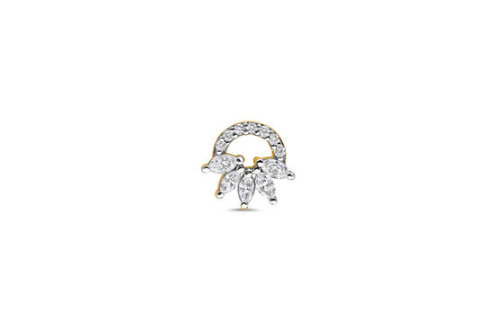 Marquise & Round Diamond Half-Moon Gold Nose Pin (Nath / Stud)
