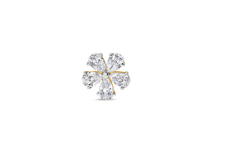 5-Petal Pear Cut Diamond Floral Gold Nose Pin (Nath / Stud)