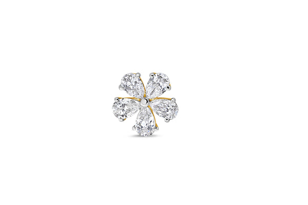 5-Petal Pear Cut Diamond Floral Gold Nose Pin (Nath / Stud)