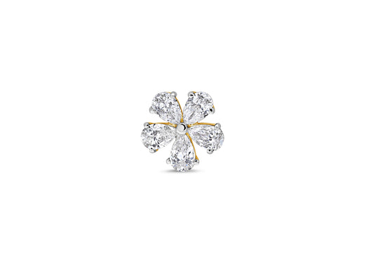 5-Petal Pear Cut Diamond Floral Gold Nose Pin (Nath / Stud)