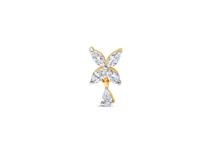 Butterfly Marquise Diamond Dangle Gold Nose Pin (Nath / Stud)