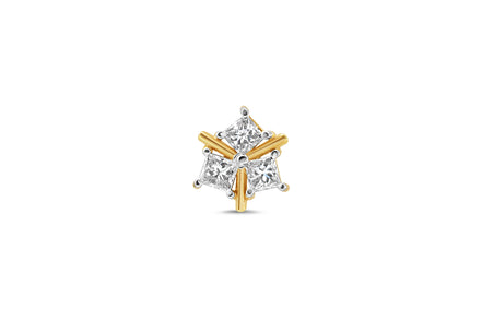 Princess Cut Trio Geometric Diamond Gold Nose Pin (Nath / Stud)