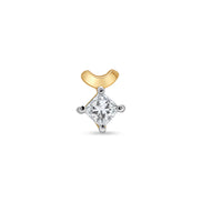 Princess Cut Diamond Curved Crest Gold Nose Pin (Nath / Stud)