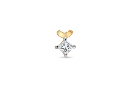 Princess Cut Diamond Curved Crest Gold Nose Pin (Nath / Stud)