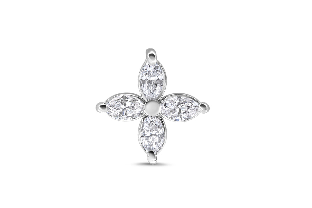 Marquise Diamond Flower Gold Nose Pin (Nath / Stud)