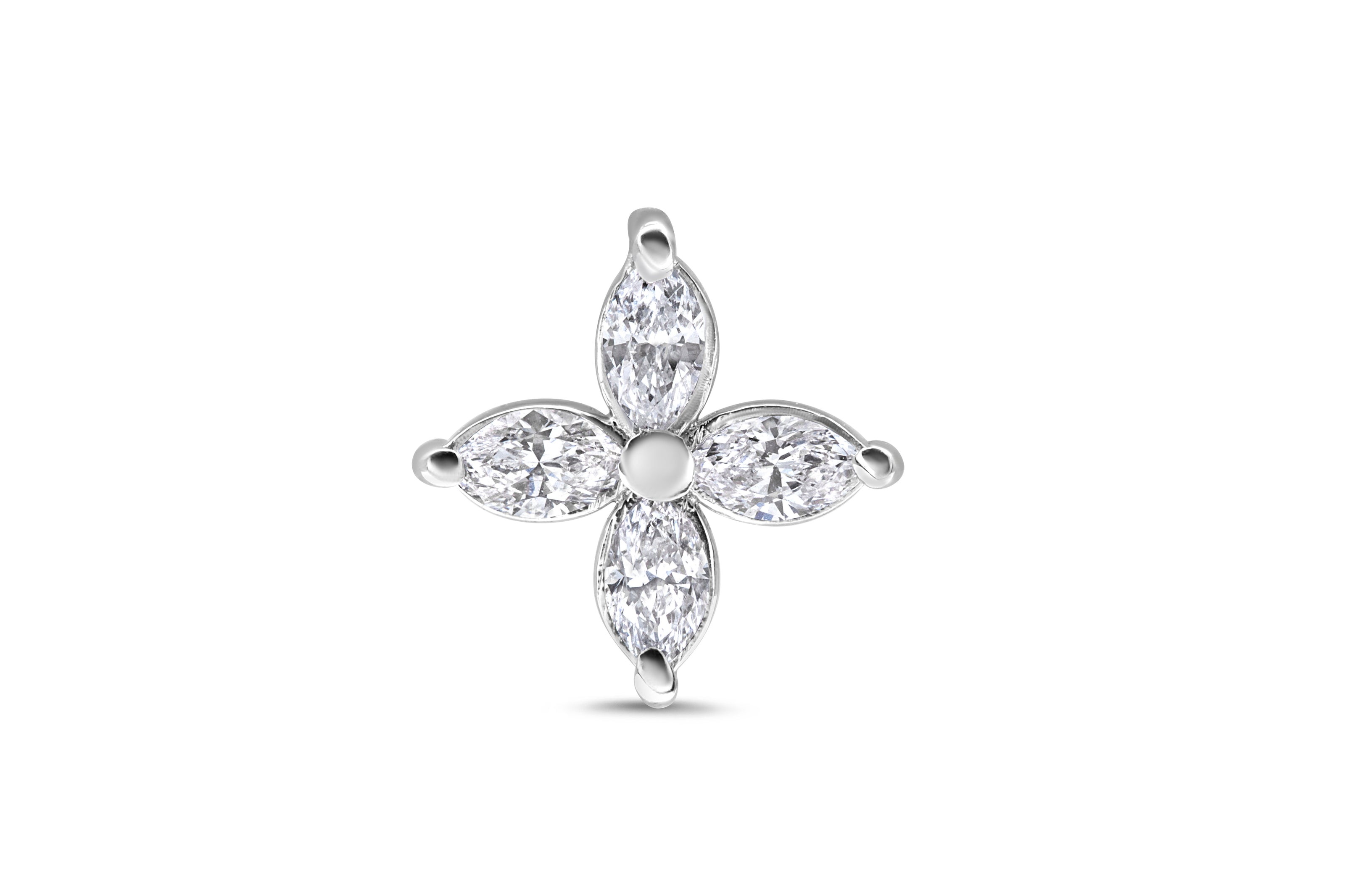 Marquise Diamond Flower Gold Nose Pin (Nath / Stud)