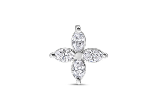 Marquise Diamond Flower Gold Nose Pin (Nath / Stud)
