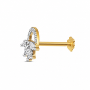 Marquise & Round Diamond Half-Moon Gold Nose Pin (Nath / Stud)