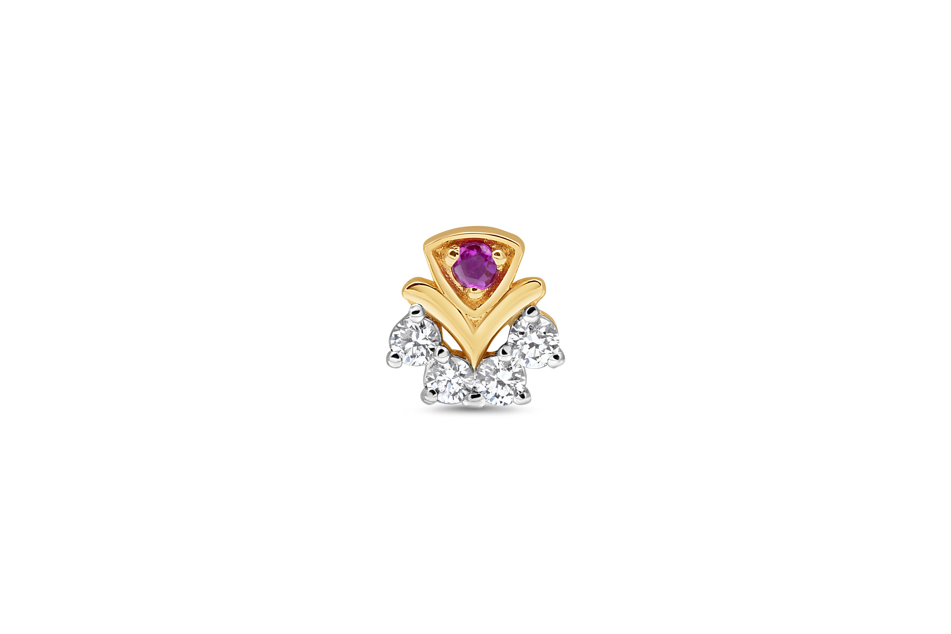 Royal Fan Ruby & Diamond Gold Nose Pin (Nath / Stud)
