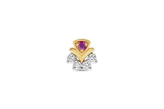 Royal Fan Ruby & Diamond Gold Nose Pin (Nath / Stud)