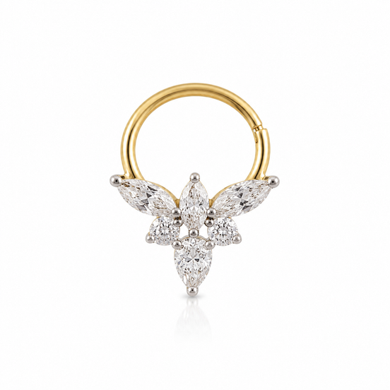 Botanical Blossom Diamond Septum Clicker / Daith Piercing Hoop