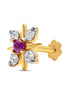 Floral Diamond & Ruby Nose Pin in 18K Gold