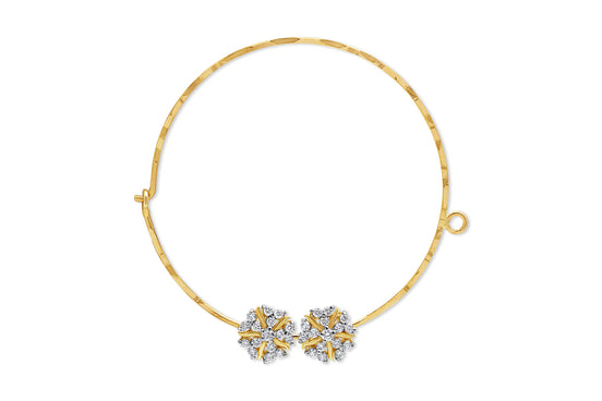 Twin Floral Diamond Bridal Nose Ring (Nath Hoop)