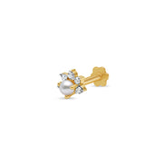 Pearl & Diamond Crown Motif Gold Nose Pin (Nath / Stud)
