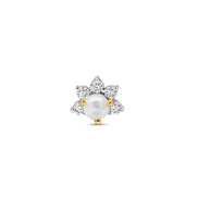 Pearl & Diamond Crown Motif Gold Nose Pin (Nath / Stud)