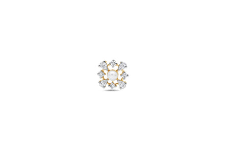 Pearl & Diamond Floral Gold Nose Pin (Nath / Stud)
