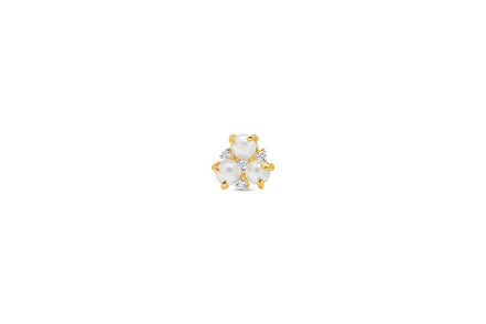 Pearl & Diamond Floral Gold Nose Pin (Nath / Stud)