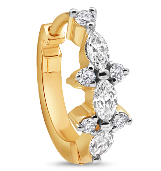 Marquise & Round Diamond Floral Huggie Hoop / Nose Ring (Nath)