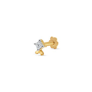 Princess Cut Diamond Curved Crest Gold Nose Pin (Nath / Stud)