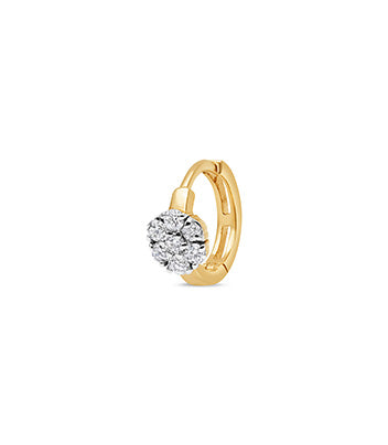 Classic Floral Cluster Diamond Huggie Earrings